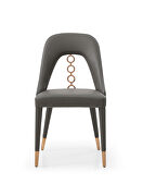 Dark gray fully upholstered faux leather dining chair by Whiteline  additional picture 2