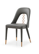 Dark gray fully upholstered faux leather dining chair by Whiteline  additional picture 3