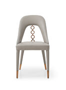 Light gray fully upholstered faux leather dining chair by Whiteline  additional picture 2