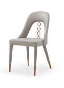Light gray fully upholstered faux leather dining chair by Whiteline  additional picture 3