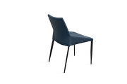 Navy blue faux leather and black sanded coated steel legs dining black chair by Whiteline  additional picture 2