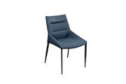 Navy blue faux leather and black sanded coated steel legs dining black chair by Whiteline  additional picture 3