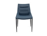 Navy blue faux leather and black sanded coated steel legs dining black chair by Whiteline  additional picture 4