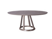 Oval dining table, gray ceramic and gray oak veneer top additional photo 3 of 3
