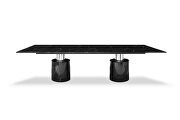 Black glossy marble top and two pedestals marble base extra large dining table by Whiteline  additional picture 3