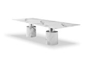 White glossy marble top and two pedestals marble base dining table by Whiteline  additional picture 3
