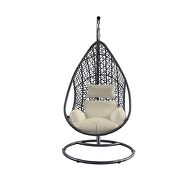 Outdoor egg chair, gray wicker frame by Whiteline  additional picture 2