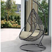 Outdoor egg chair, gray wicker frame by Whiteline  additional picture 3