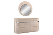 High gloss beige round mirror by Whiteline  additional picture 3