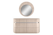 High gloss beige round mirror by Whiteline  additional picture 4