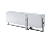 Buffet tempered crystal frosted glass top matte white additional photo 2 of 2
