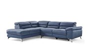 Sectional navy blue top grain Italian leather by Whiteline  additional picture 2