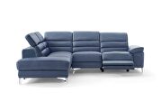 Sectional navy blue top grain Italian leather by Whiteline  additional picture 4
