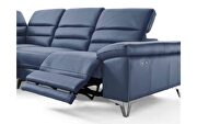 Sectional navy blue top grain Italian leather by Whiteline  additional picture 5