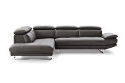 Sectional dark gray top grain Italian leather additional photo 3 of 5