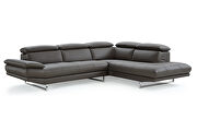 Sectional dark gray top grain Italian leather by Whiteline  additional picture 5