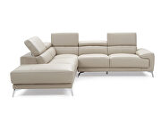 Sectional light gray top grain Italian leather by Whiteline  additional picture 2