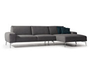 Sectional dark gray top grain Italian leather additional photo 2 of 3