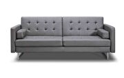 Sofa bed gray faux leather stainless steel legs additional photo 3 of 4