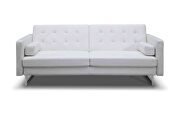Sofa bed white faux leather stainless steel legs additional photo 2 of 4