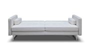 Sofa bed white faux leather stainless steel legs additional photo 4 of 4