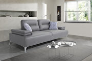 Light gray nubuck leather upholstery sofa by Whiteline  additional picture 3