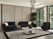 Black fabric modular sofa with a mirror middle table by Whiteline  additional picture 2