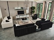 Black fabric modular sofa with a mirror middle table by Whiteline  additional picture 3