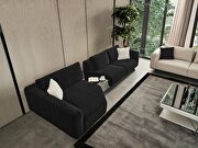 Black fabric modular sofa with a mirror middle table by Whiteline  additional picture 5