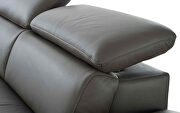 Sectional dark gray top grain Italian leather by Whiteline  additional picture 3