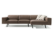 Sectional taupe top grain Italian leather by Whiteline  additional picture 2