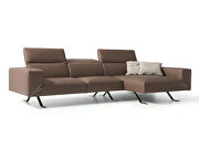 Sectional taupe top grain Italian leather by Whiteline  additional picture 3