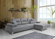 Light gray nubuck leather upholstery right chaise sectional sofa by Whiteline  additional picture 2