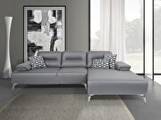 Light gray nubuck leather upholstery right chaise sectional sofa by Whiteline  additional picture 3