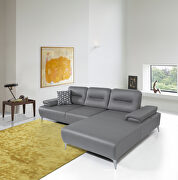 Light gray nubuck leather upholstery right chaise sectional sofa by Whiteline  additional picture 4