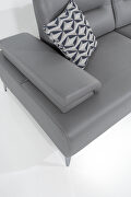 Light gray nubuck leather upholstery right chaise sectional sofa by Whiteline  additional picture 8