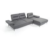 Light gray nubuck leather upholstery right chaise sectional sofa by Whiteline  additional picture 9