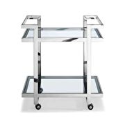 Side table/ bar cart, clear glass, stainless steel base on castors by Whiteline  additional picture 2