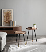 Walnut veneer top and rose gold frame small side table by Whiteline  additional picture 2