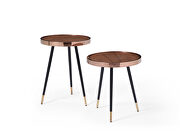 Walnut veneer top and rose gold frame small side table by Whiteline  additional picture 3