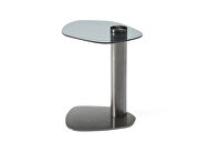 Glass top and brushed stainless-steel base side table by Whiteline  additional picture 2