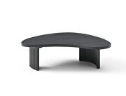 Black oak top and wood ribbed black matt base side table by Whiteline  additional picture 2
