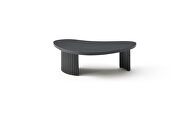 Black oak top and wood ribbed black matt base side table by Whiteline  additional picture 3