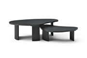 Black oak top and wood ribbed black matt base side table by Whiteline  additional picture 4