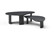 Black oak top and wood ribbed black matt base side table by Whiteline  additional picture 5