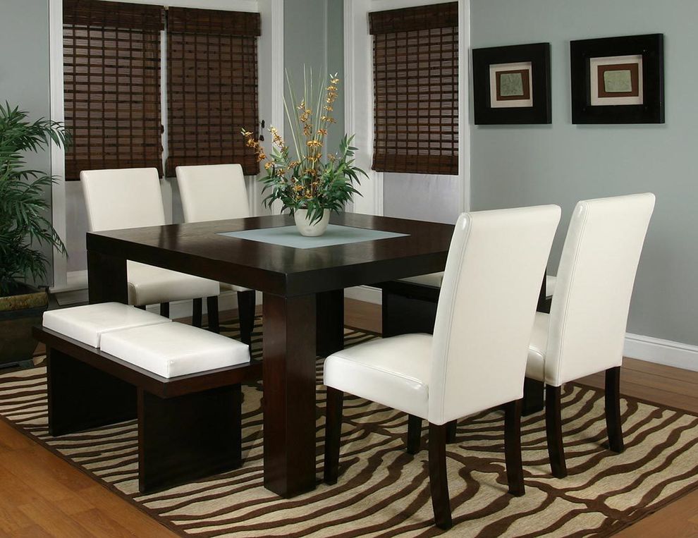Modern ivory 7pcs counter height dining set by Cramco