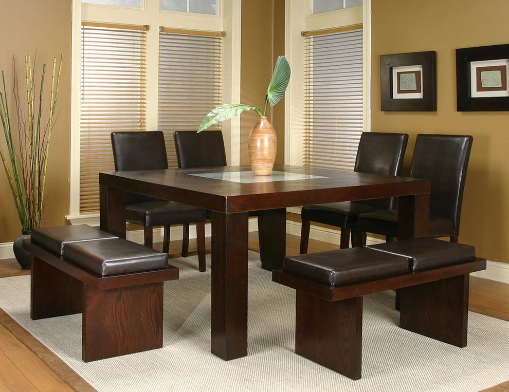 Modern casual 7pcs espresso dining set by Cramco