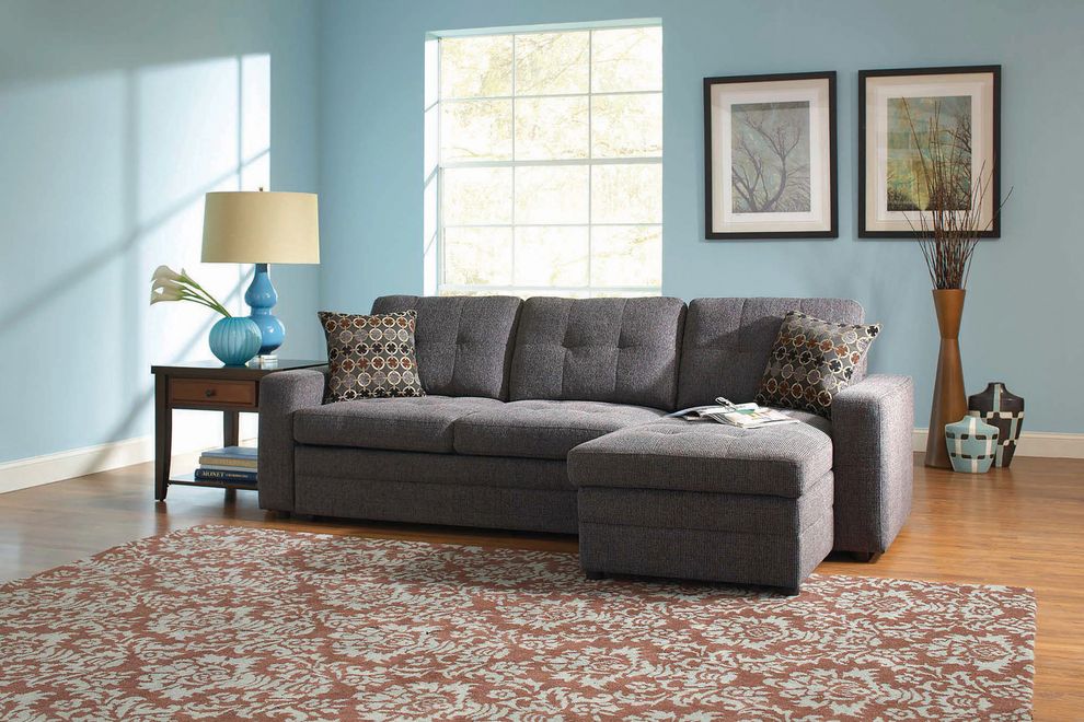 Small sectional sofa w/ casual style and tufts by Coaster