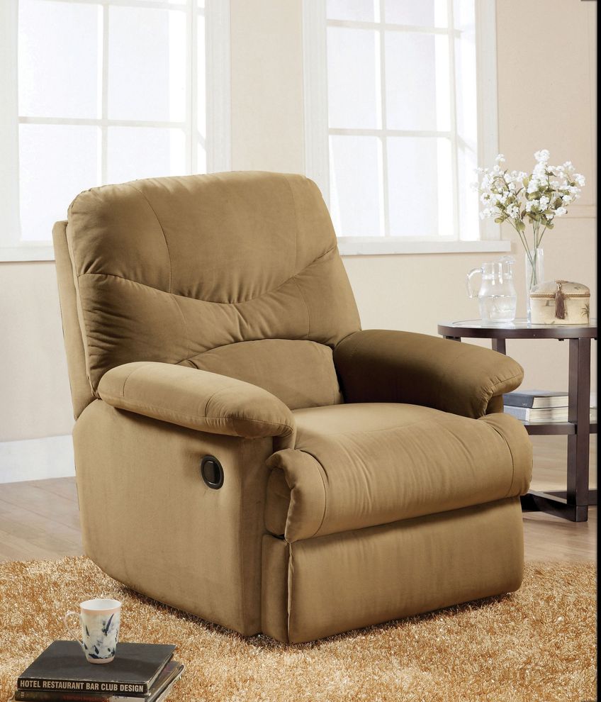 Light brown microfiber recliner chair by Acme