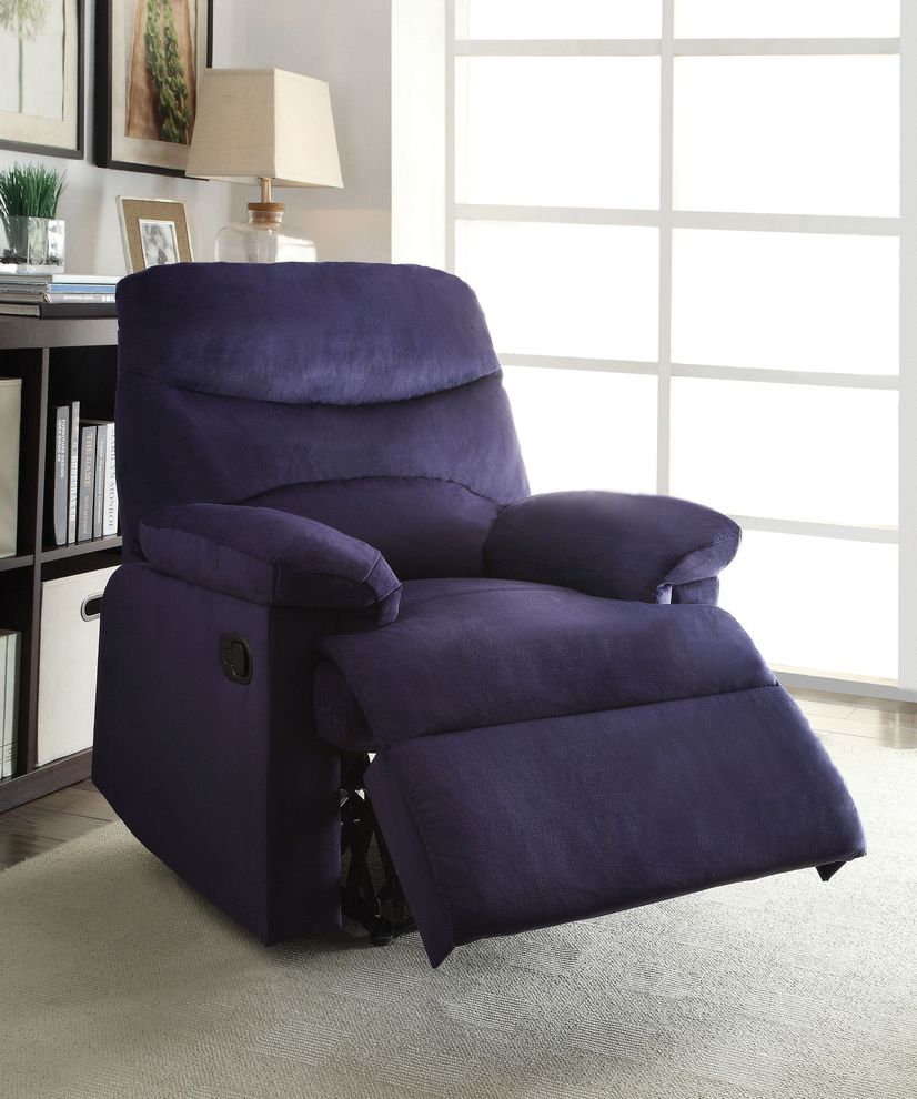 Blue woven fabric recliner chair by Acme